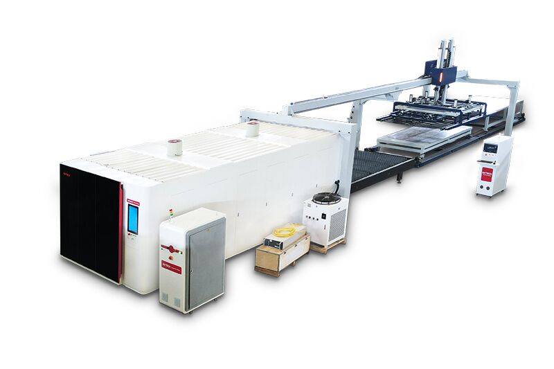 Máquina de corte láser con carga y descarga automática totalmente cerrada1 Máquina de corte láser totalmente cerrada de alta potencia 2040SP 12 kW con función de carga y descarga automáticas